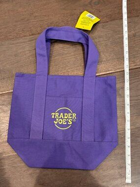 NWT Trader Joe's Trick-or-Treat Mini Canvas Reusable Tote Bag -Purple